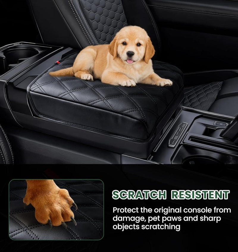 Sinvanho Center Console Cover for 2021-2025 Ford F150 Truck Interior Accessories, 2022-2025 F150 Lightning Armrest Middle Console Cover Anti-Scratch Protector Cushion Pad (Only for Work Surface Console) - Image 4